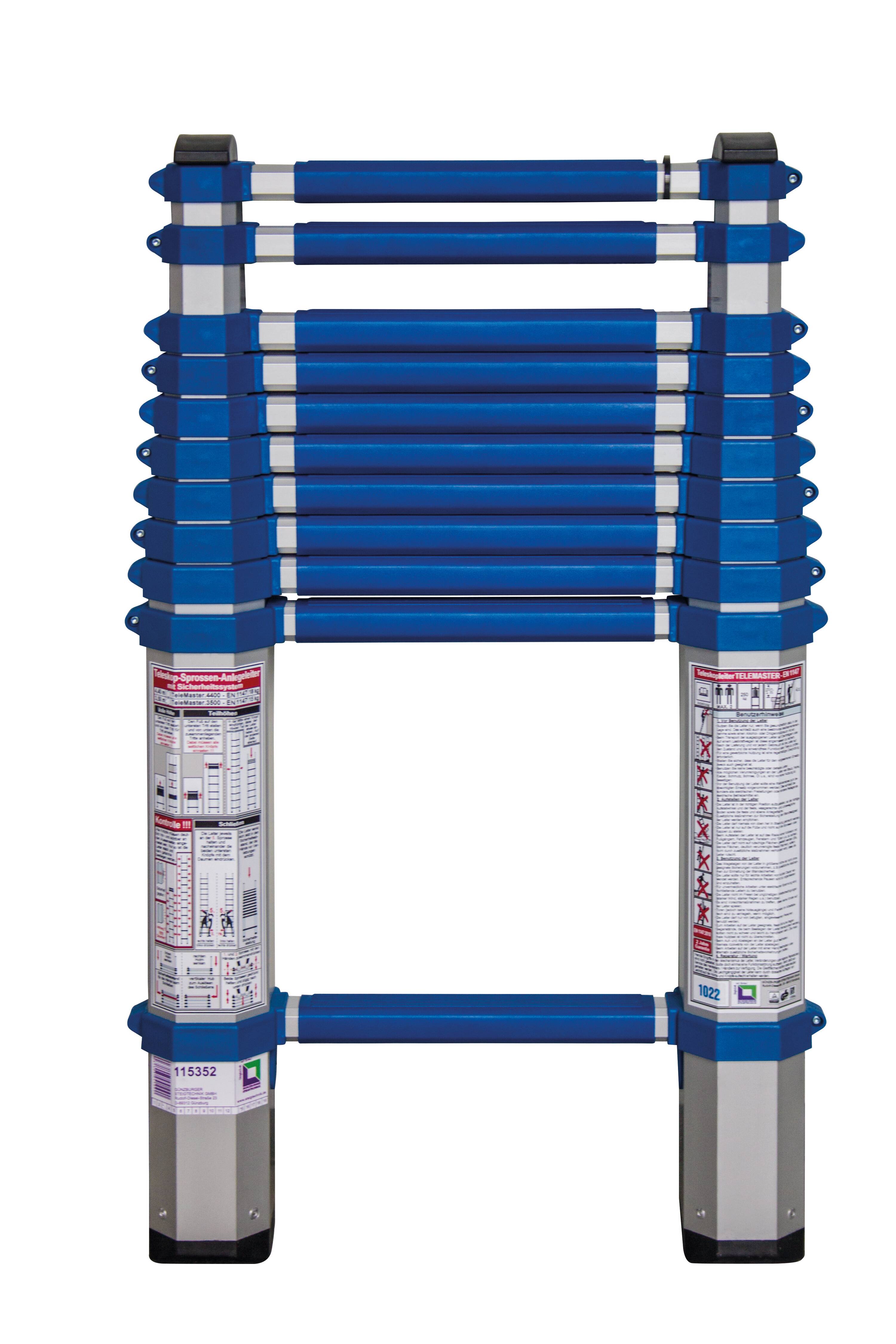 Teleskopleiter blau DIN EN 1147 Länge 3500 mm