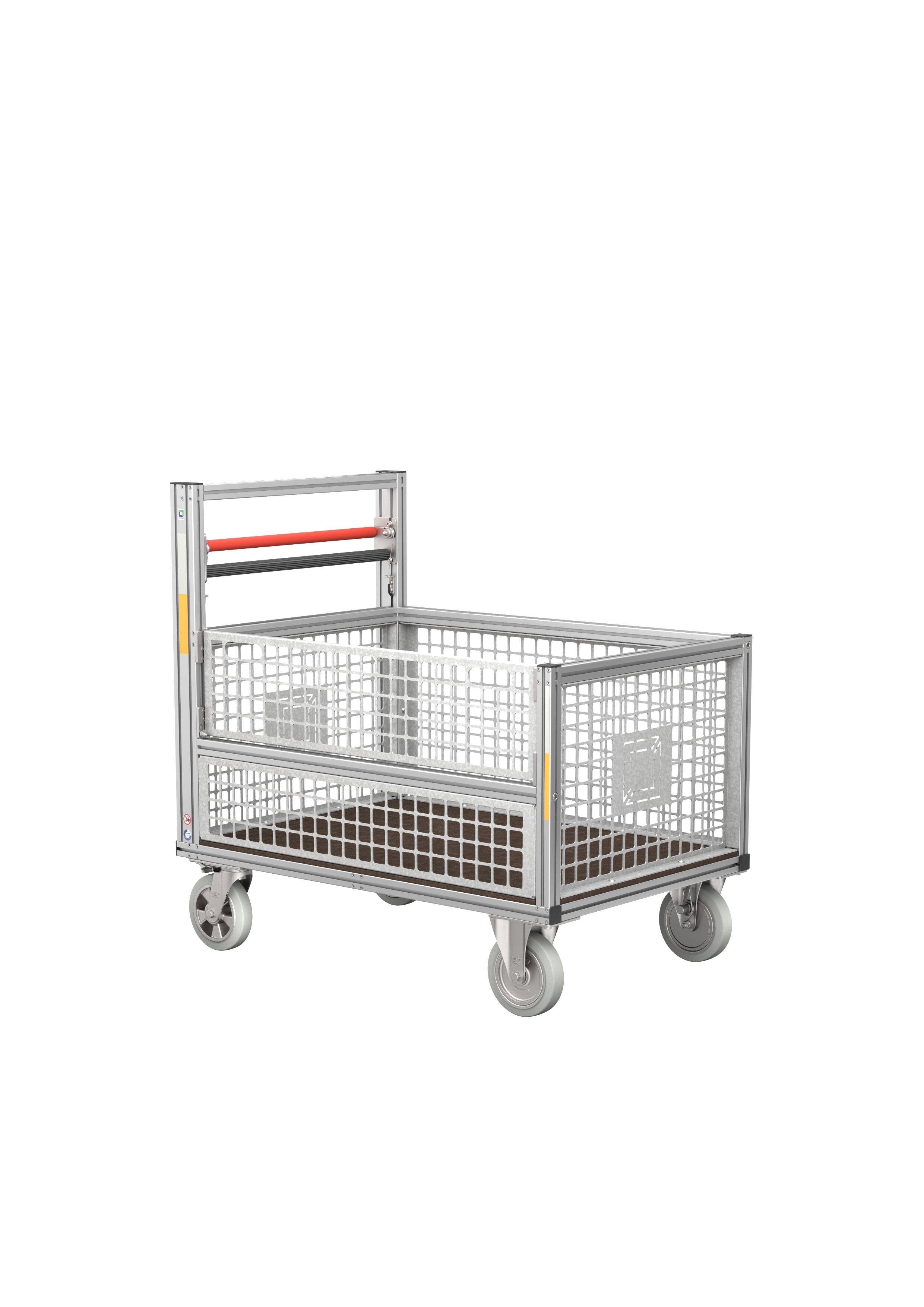 Rollcontainer mit Gitterbox halbhoch